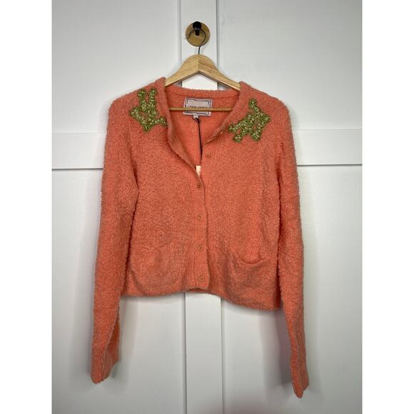 NWT Lingua Franca Nala Beaded Boucle-Knit Button-Down Cardigan Size: Large - Picture 3 of 12